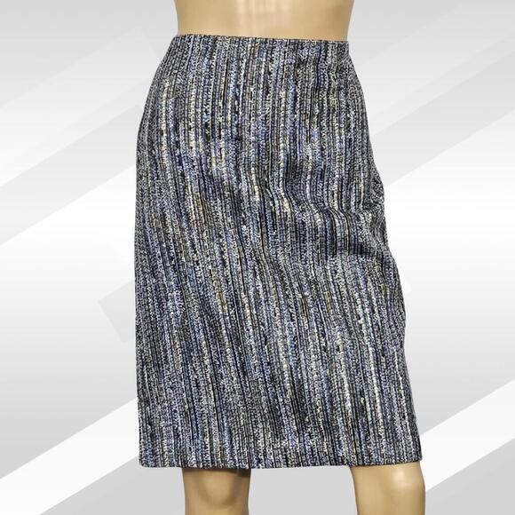 2/$30 Anne Klein Blue Tweed Textured Pencil Skirt Size 8 - Picture 3 of 9